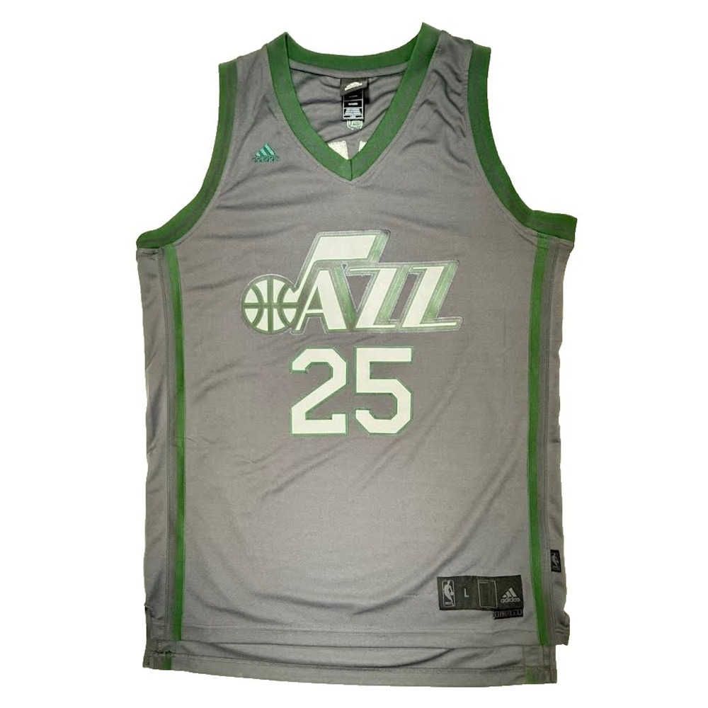 Utah Jazz Al Jefferson Adidas Swingman Jersey Men's Large Gray Stitched Swingman